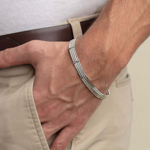 Silver Polished & Cable Link Bracelet