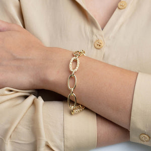 14K Gold Woven Oval Link Chain Bracelet