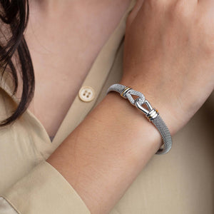 Silver & 18K Gold Interlocking Diamond Bracelet