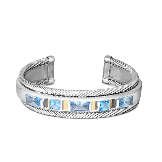 Silver & 18K Madison Blue Topaz Cuff