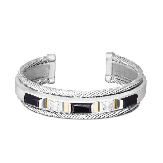 Silver & 18K Madison Black Spinel Cuff