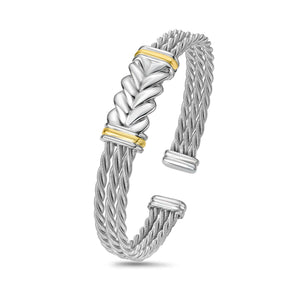 Silver & 18K Gold Bold Braided Cuff Bracelet