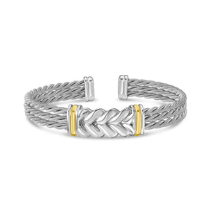 Silver & 18K Gold Bold Braided Cuff Bracelet