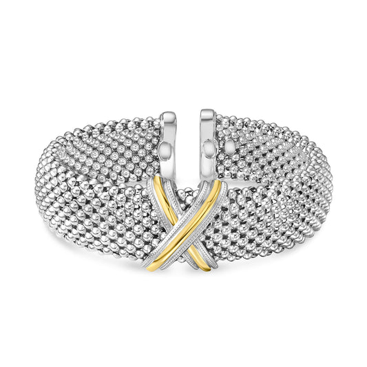 Silver & 18K Gold Prosecco Criss Cross Cuff