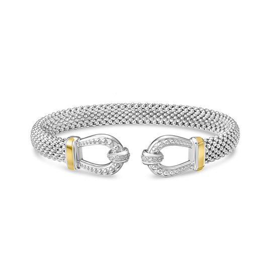 Silver & 18K Gold Prosecco Cuff Horseshoe Bangle