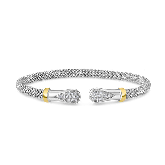 Silver & 18K Gold Prosecco Diamond Teardrop Cuff