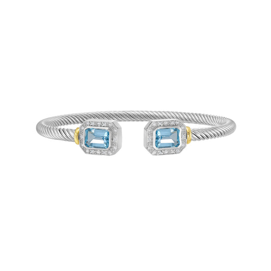 Diamond & Blue Topaz Italian Cable Bangle