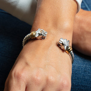 Silver & 18K Gold Panther Cable Bracelet