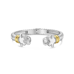 Silver & 18K Gold Panther Cable Bracelet