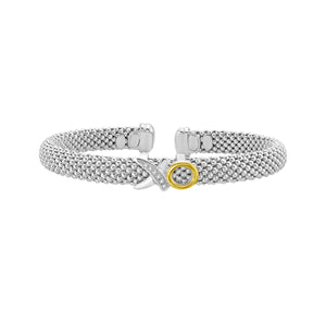 Silver, 18K & Diamond Prosecco XO Cuff