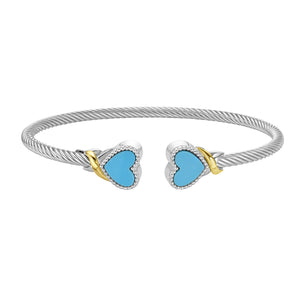 Turquoise bracelet, cable bracelet, heart bracelet, 18k gold bracelet, silver bracelet 