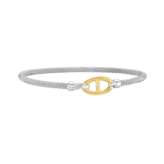 Silver & 18K Prosecco Anchor Bangle