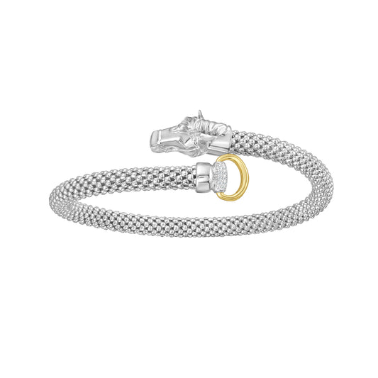 Silver, 18K & Diamond Prosecco Equestrian Bangle