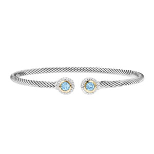 Silver & 18K Round Tip Blue Topaz Bracelet