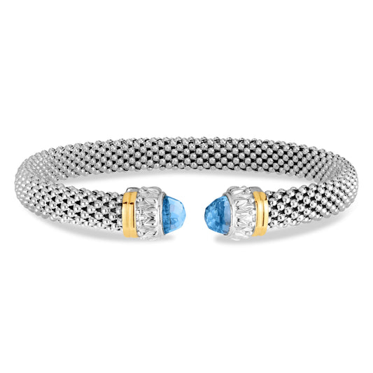 Silver & 18K Gold Popcorn Gemstone Cuff