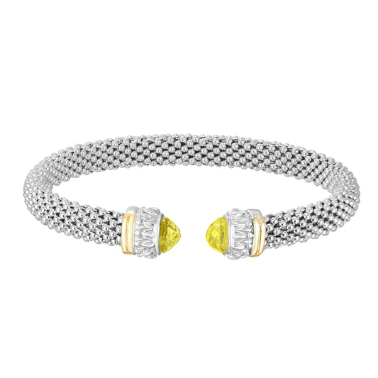Silver & 18K Gold Popcorn Gemstone Cuff