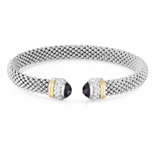 Silver & 18K Gold Popcorn Gemstone Cuff