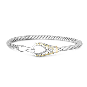 Silver and 18K Gold Gemstone Nautical Hook Bracelet