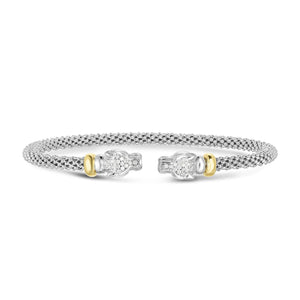 Silver & 18K Gold Diamond Panther Bracelet