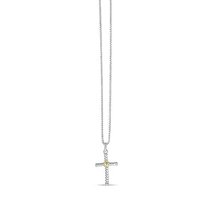 Silver & 18K Gold Cross Necklace