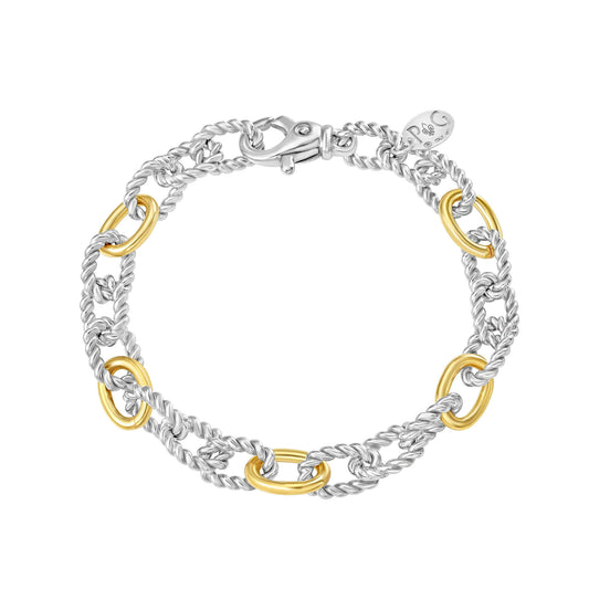 Silver & 18K Gold San Zeno Italian Cable Bracelet