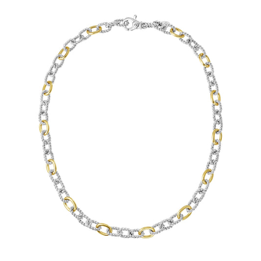 Silver & 18K Gold San Zeno Italian Cable Necklace