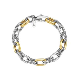 Silver & 18K Gold Paperclip Double Link Bracelet