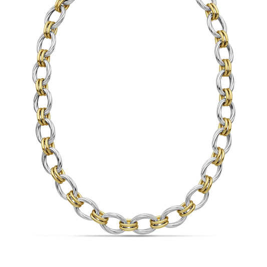Silver & 18K Gold Double Twist Chain Link Necklace