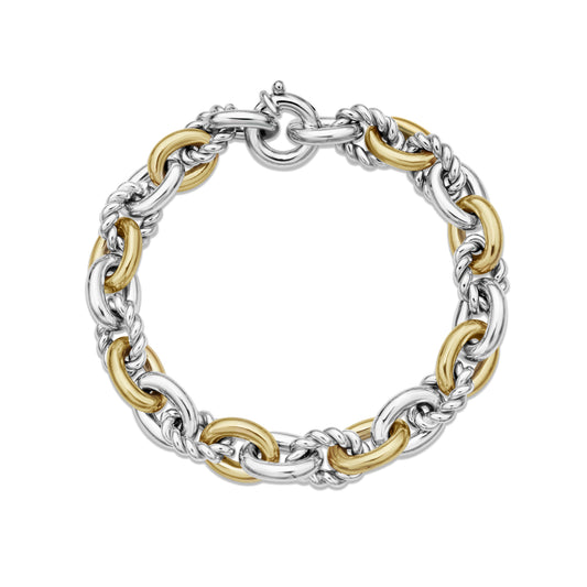 Silver & 18K Gold Bold San Zeno Cable Link Bracelet