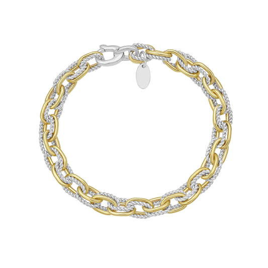 Silver & 18K Double Small Paperclip Link Bracelet