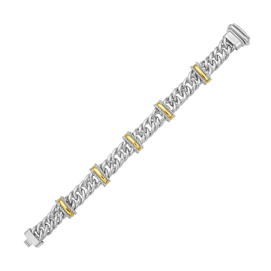 Silver & 18K Men's Curb Link Bracelet