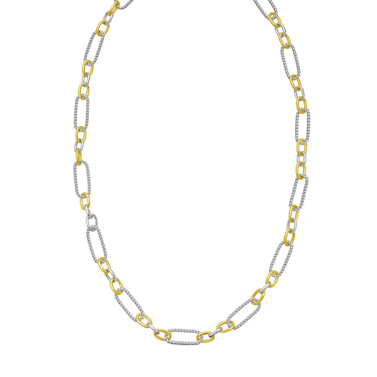 Silver & 18K Alternating Figaro Necklace