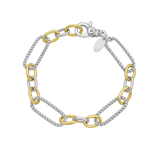 Silver & 18K Alternating Figaro Bracelet