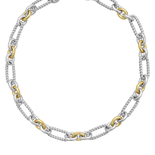 Silver & 18K Figaro Grosso Link Necklace