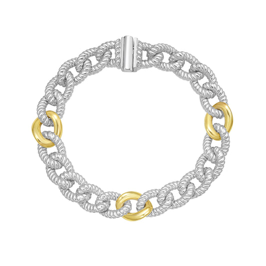 Silver & 18K Men's Milano Cuban Link Bracelet