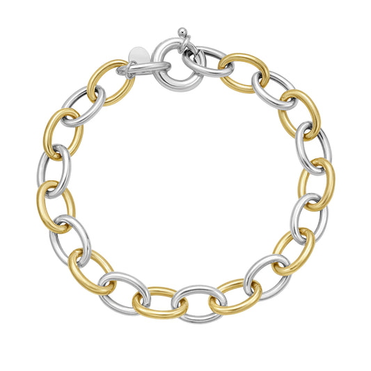 Silver & 18K Lucida Classic Oval Link Bracelet