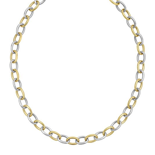Silver & 18K Lucida Classic Oval Link Necklace