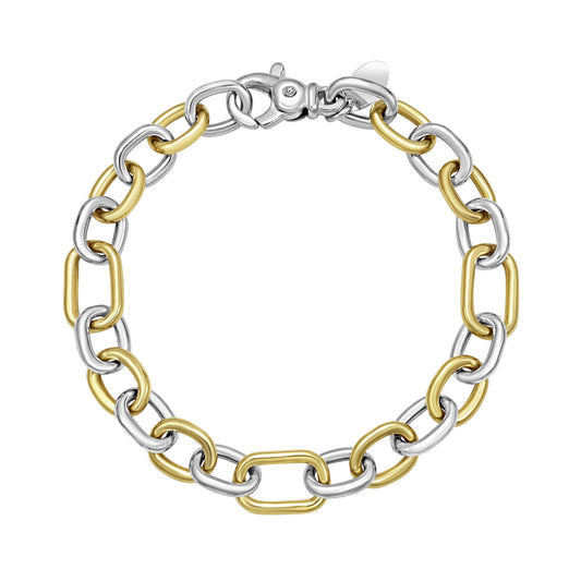 Silver & 18K Lucida Five & One Paperclip Link Bracelet