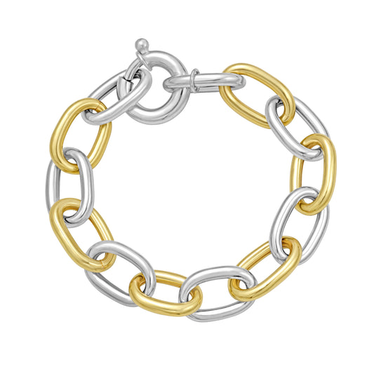 Silver & 18K Lucida Large Oval Link Bracelet