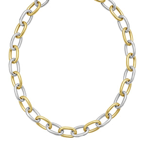 Silver & 18K Lucida Large Oval Link Necklace | Phillip Gavriel