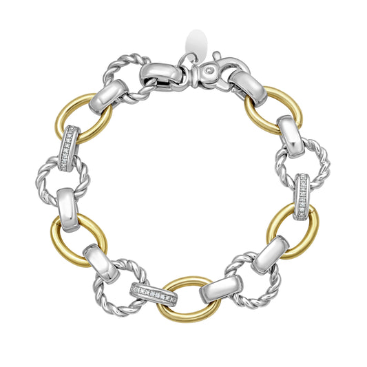 Silver, 18K & Diamond Siena Link Bracelet