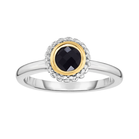 Silver & 18K Gold Prosecco Onyx Ring