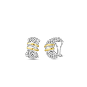 Silver & 18K Gold Popcorn Knot Huggie Earrings