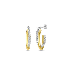 Silver & 18K Gold Paperclip Traverso Hoop Earrings