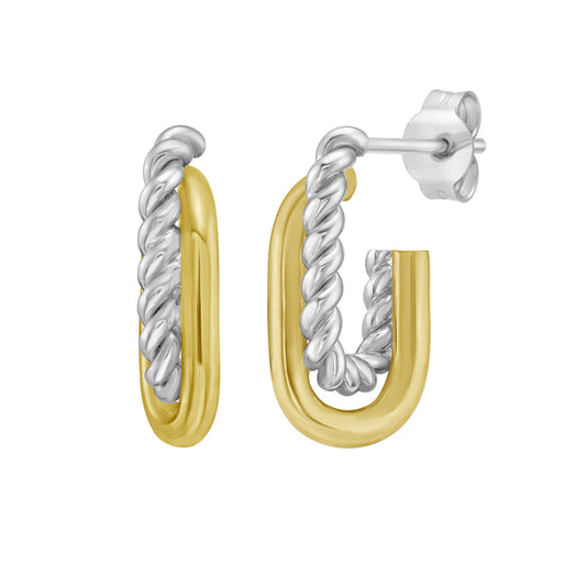 Silver & 18K Small Paperclip Cable Earrings