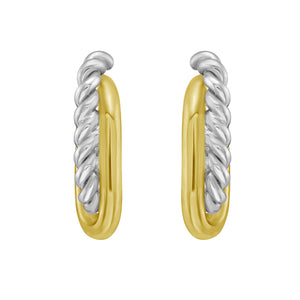 Silver & 18K Small Paperclip Cable Earrings