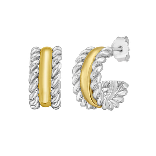 Silver & 18K Small Siena Twist Hoops