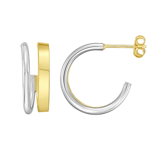 Silver & 18K Lucida Small Round Split Hoops