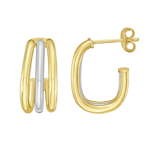 Silver & 18K Lucida Triple Split Hoops