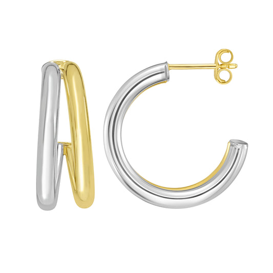 Silver & 18K Lucida Large Round Split Hoops